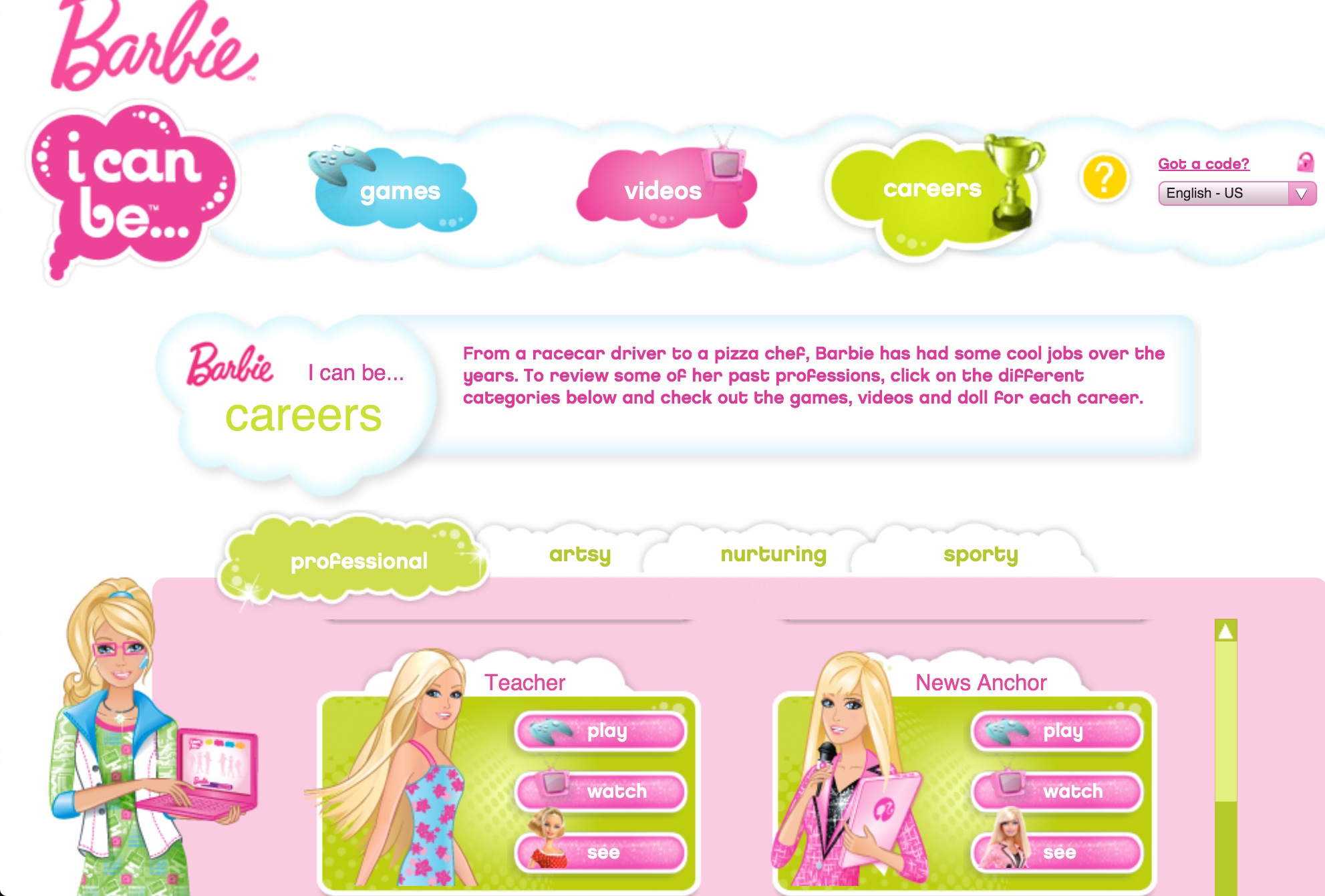 game barbie videos